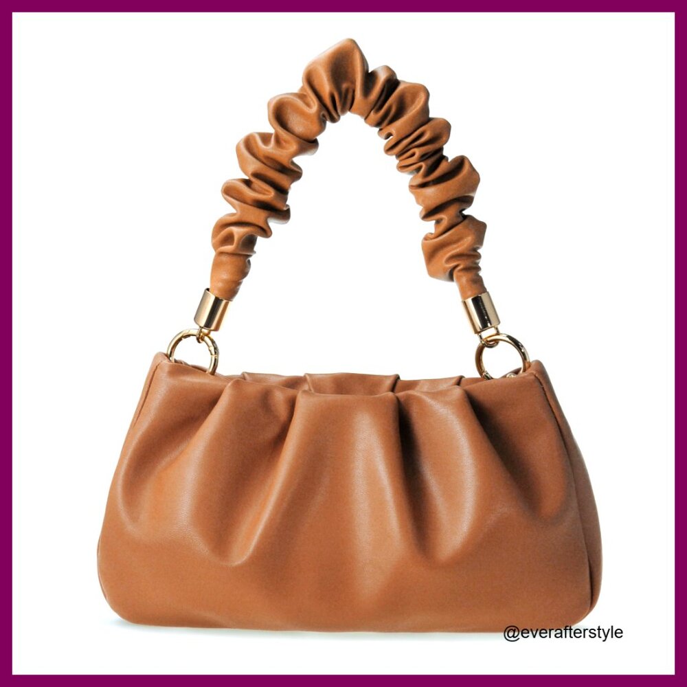Soft Vegan Leather Hobo Bag Vintage Puffy Shoulder Crossbody Clutch Chain Strap